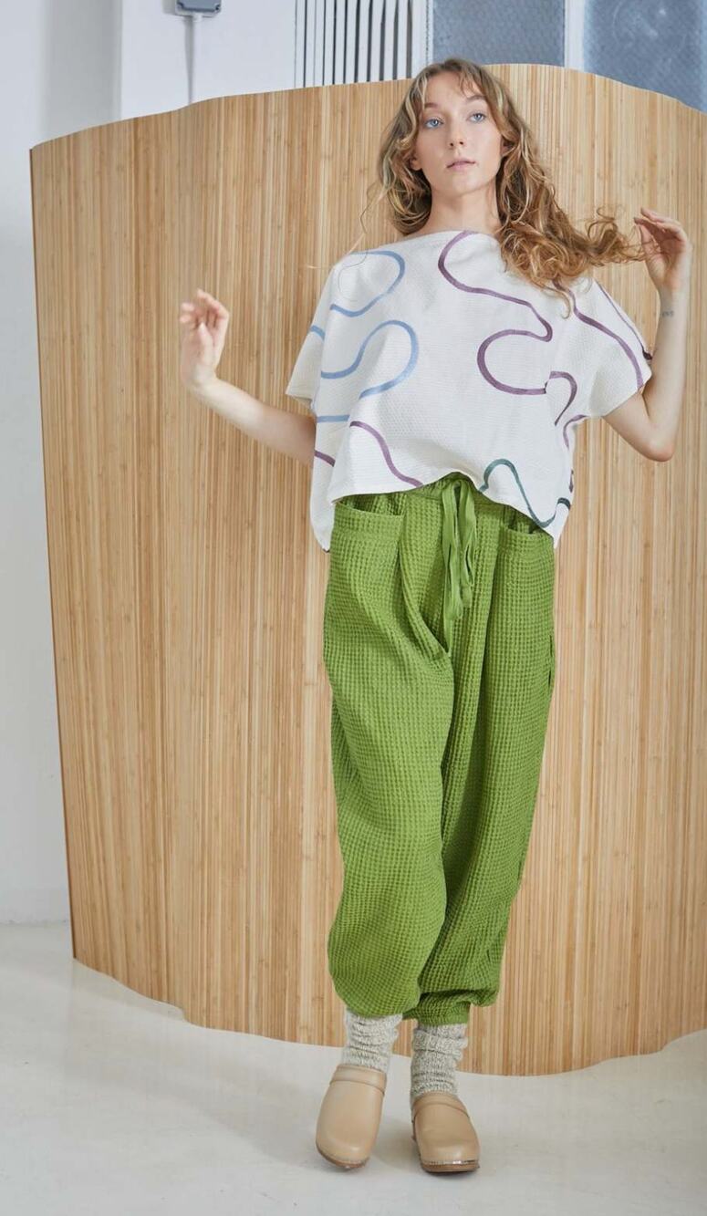 Rujuta Sheth S citron Green Waffle knit Joggers